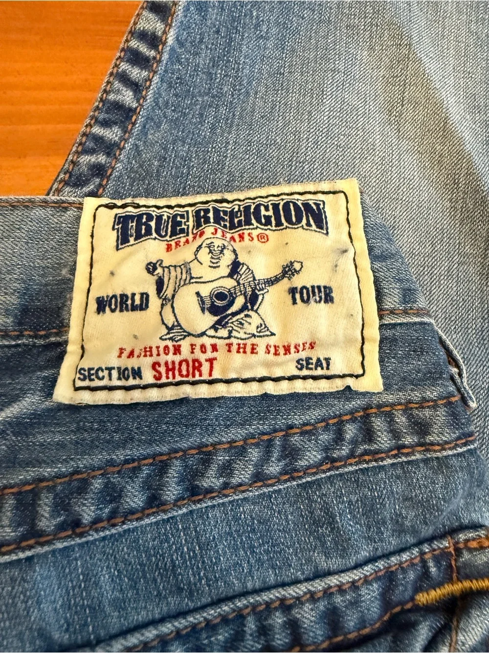 True Religion Denim Jean Shorts 30 Ricky Flap Frayed Hem Summer Casual Everyday